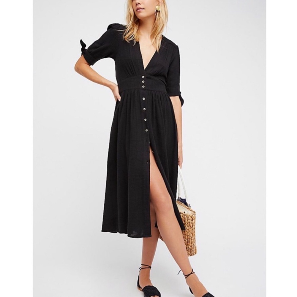 Free People Love of My Life midi Dress in black